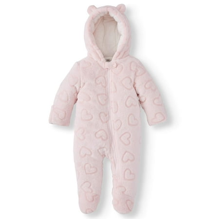 Bear Ear Fleece Plush Snowsuit Pram (Baby Girls) (Best Pram For Toddler)