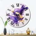 thumbnail image 3 of Designart "Radiant Purple and Gold Splash" Fractals Oversized Wall Clock, 3 of 5