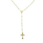 DELICIOC Rosary Beads Necklace Cross Faux Pearls Necklaces Vintage Necklace Trendy Necklace Miss