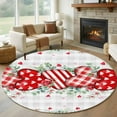 thumbnail image 2 of Valentine's Day Washable Round Area Rug 6 ft, Red Stripe Plaid Heart Rose Petals Grey Plaid, Soft Non Slip Rugs Stain Repellent Indoor Felt Carpet for Living Dining Room Bedroom Home Office, 2 of 9
