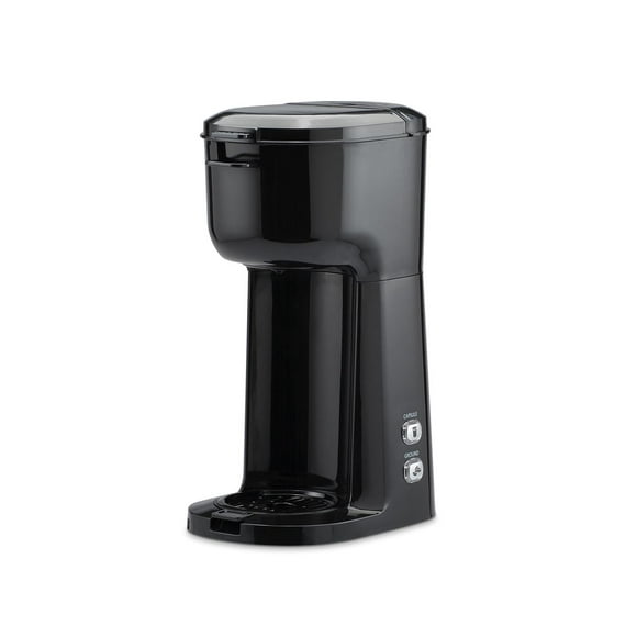 Mainstays Single Serve Coffee Maker, Black, Dual Brew, Ground Coffee or K-Cup* Compatible