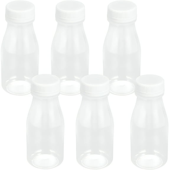 ACDANC 6 Pcs 8 oz Plastic Juice Bottles with Lids and Caps (5.31X2.17X2.17inches)