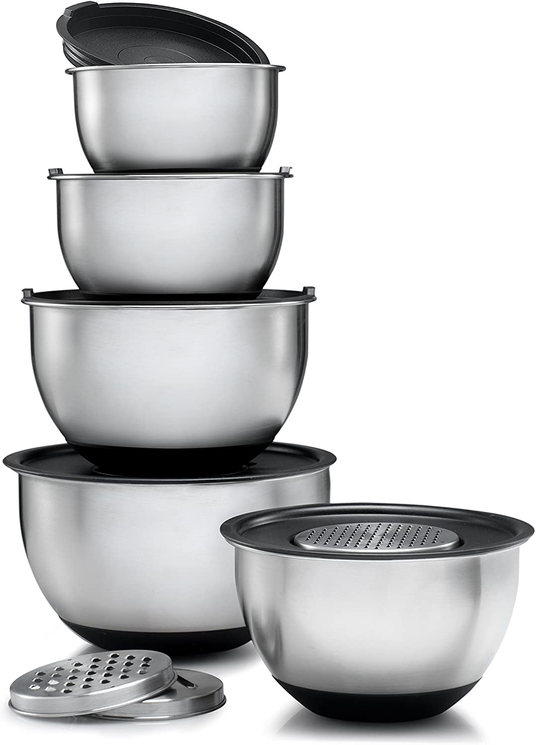Sagler Stainless Steel Mixing Bowls Set of 5, with Lids and 3 kind 