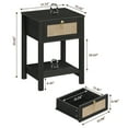 thumbnail image 6 of Surmoby Black Nightstand Set of 2,Boho Bedside Tables with Rattan Decor Drawer and Open Storage Shelf,Side Table End Tables for Bedroom or Living Room, 6 of 10