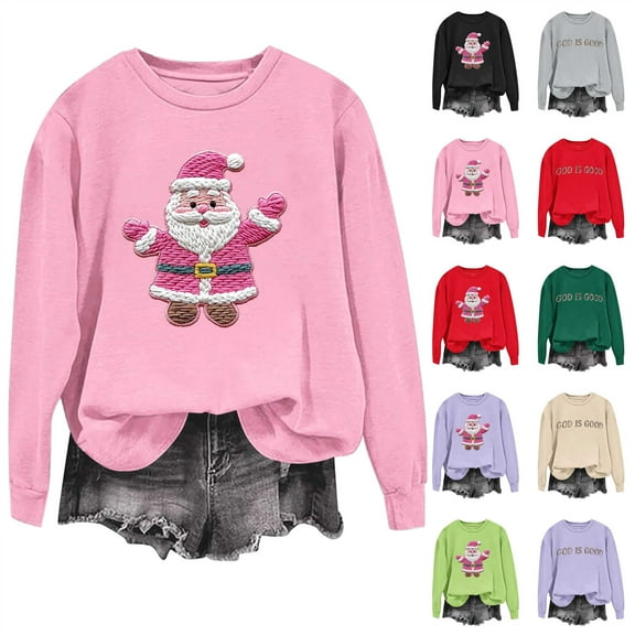 QIUOMBBP Women's Sweatshirt Funny Christ Saying Graphic Pullover Tops Casual Crewneck Long Sleeve Shirts, Green, XL