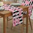 thumbnail image 2 of Table Runner Dresser Scarves 72 Inch Long, Summer Tropical Flamingo Pink Flower Linen Dining Table Runners Black White Striped Tabletop Scarf for Wedding Holiday Party Kitchen, 2 of 7