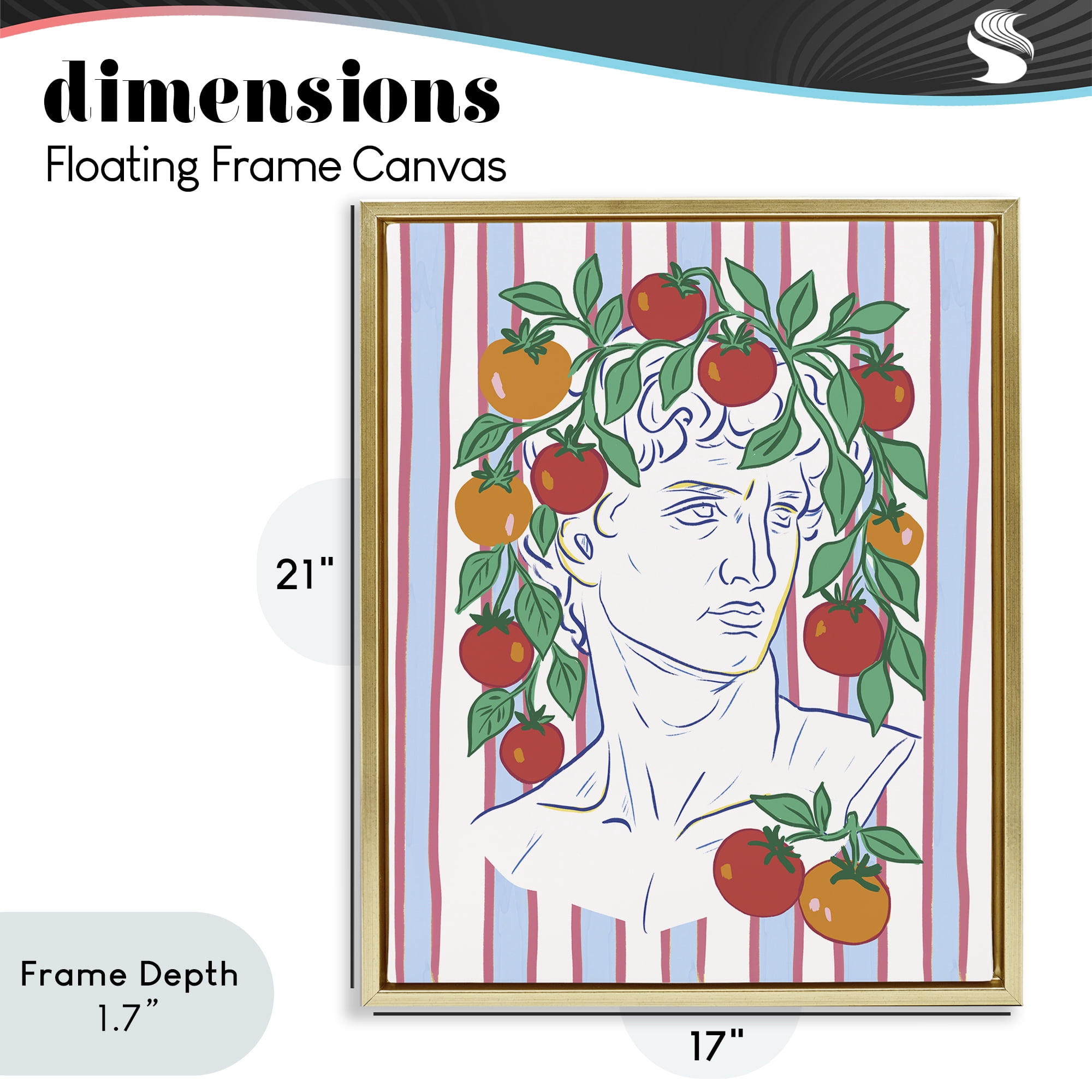 Stupell Industries La Rossa Sculpture Face Gold Framed Floater Canvas Wall Art, design by Radhika Modi