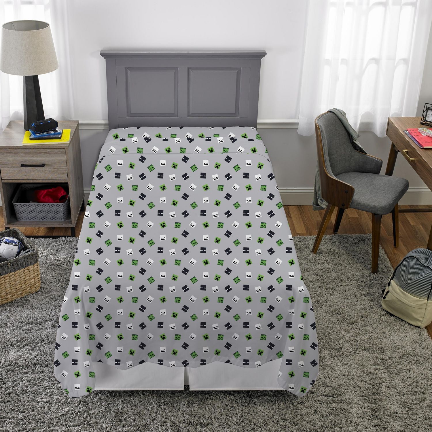 Minecraft Ensemble de Literie 4 Pièces pour Lit 1 Place + En Prime un Sac