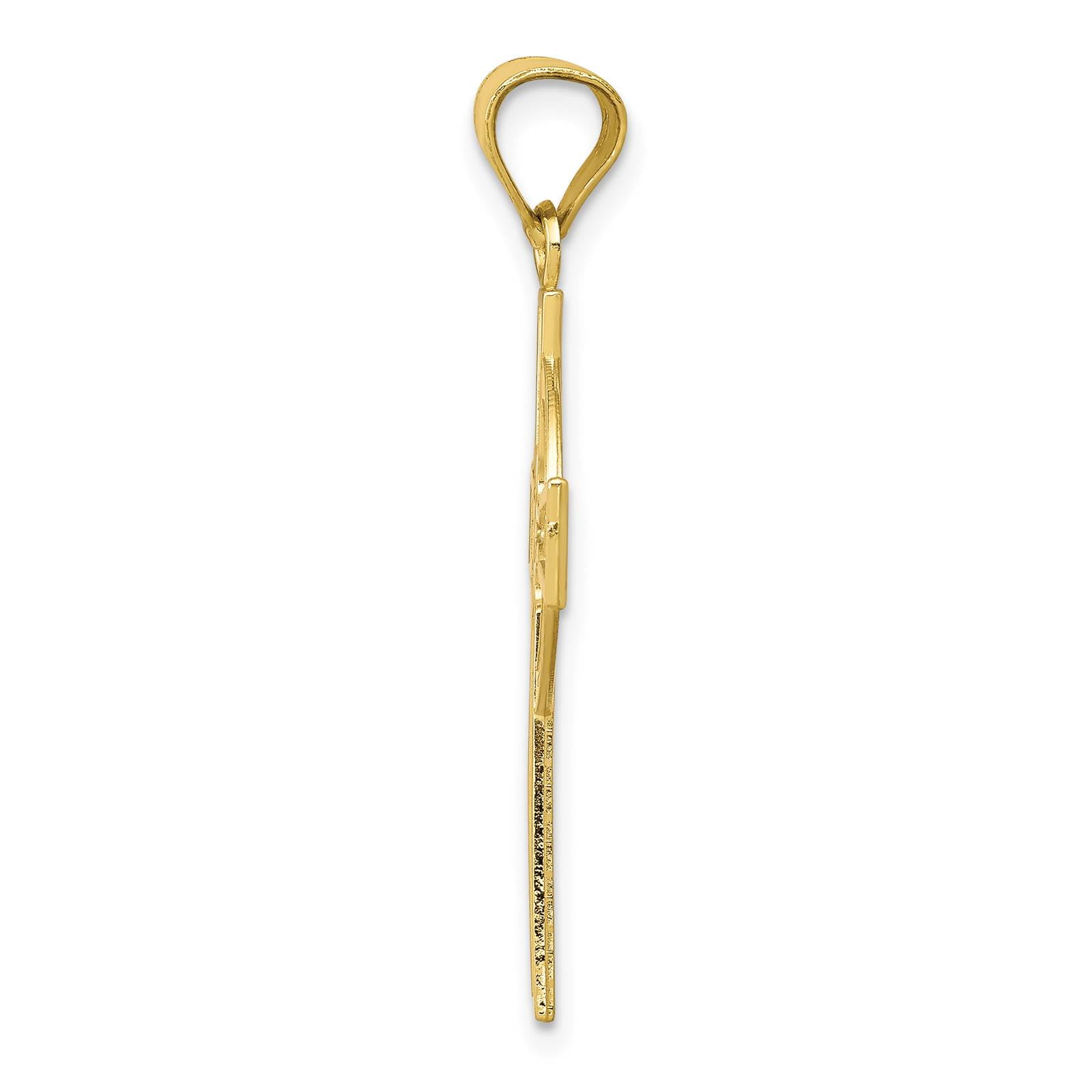 10k Yellow Gold Polished Cross Charm Pendant 34mmx17mm