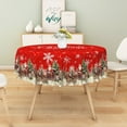 thumbnail image 6 of Nanqianyi Red Christmas Tablecloth Round 70'' Winter Santa Claus Elk Printed Washable Table Cover for Kitchen Dining, 6 of 9