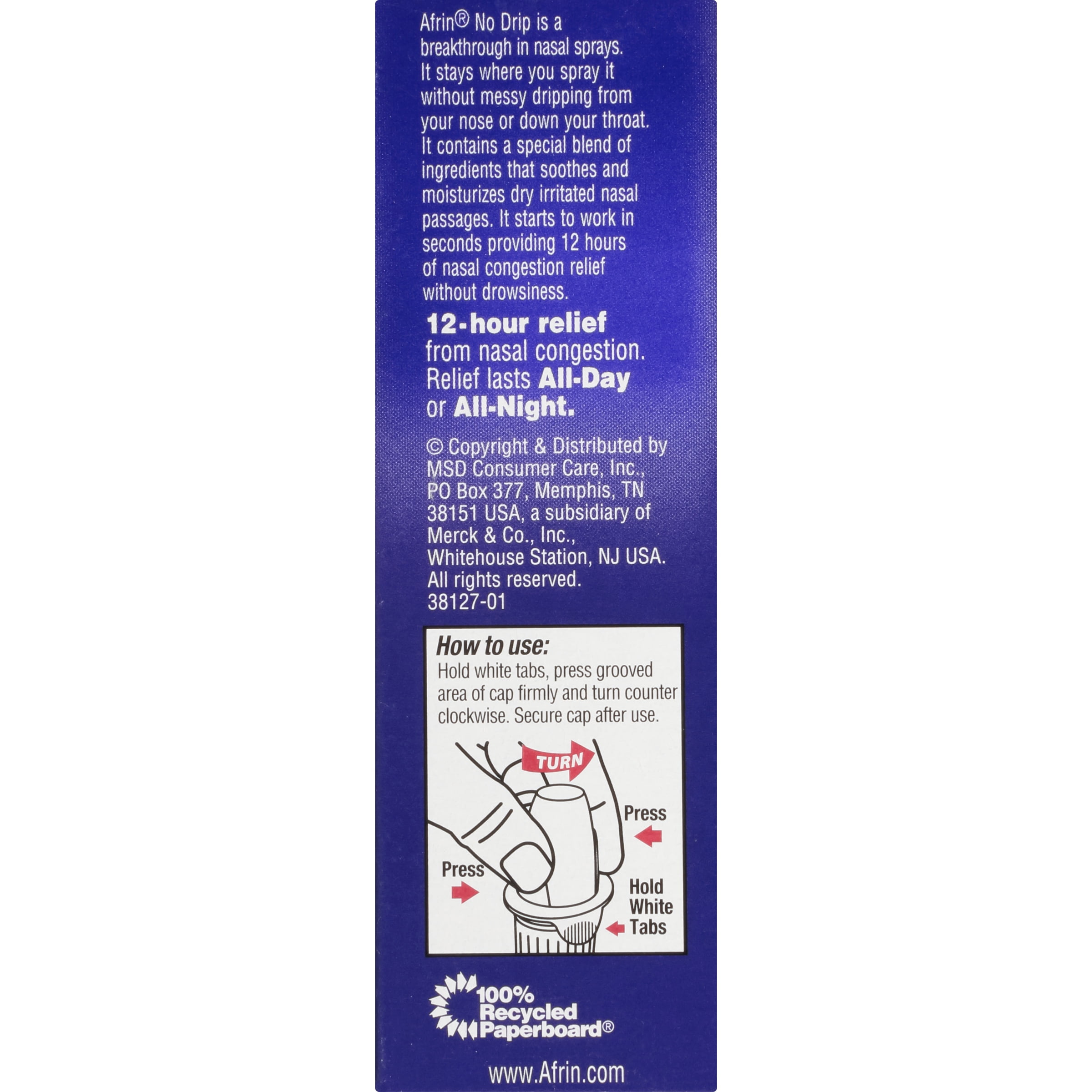 Afrin® No Drip Extra Moisturizing Nasal Decongestant Pump Mist 0.666 fl. oz. Box