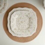 222 Fifth Batik Toile Taupe Porcelain 12-Piece Dinnerware Set, with Plates and Bowl, Service for 4