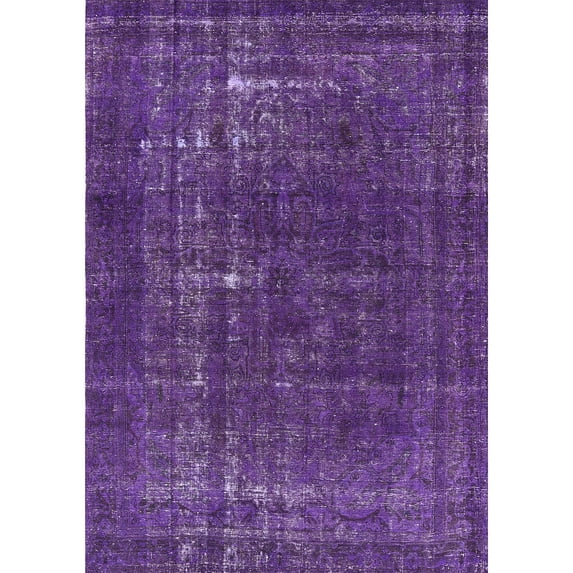 Ahgly Company Machine Washable Indoor Rectangle Industrial Modern Purple Flower Purple Area Rugs, 3' x 5'