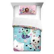 Gabby's Dollhouse Kids Comforter and Pillowcase, 2-Piece Set, Twin/Full, Reversible