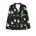 thumbnail image 4 of Lorytime Christmas Pajamas Sets for Women Snowman Long Sleeved Collared Tops Elastic Waist Pants Festive Loungewear Gift, 4 of 4