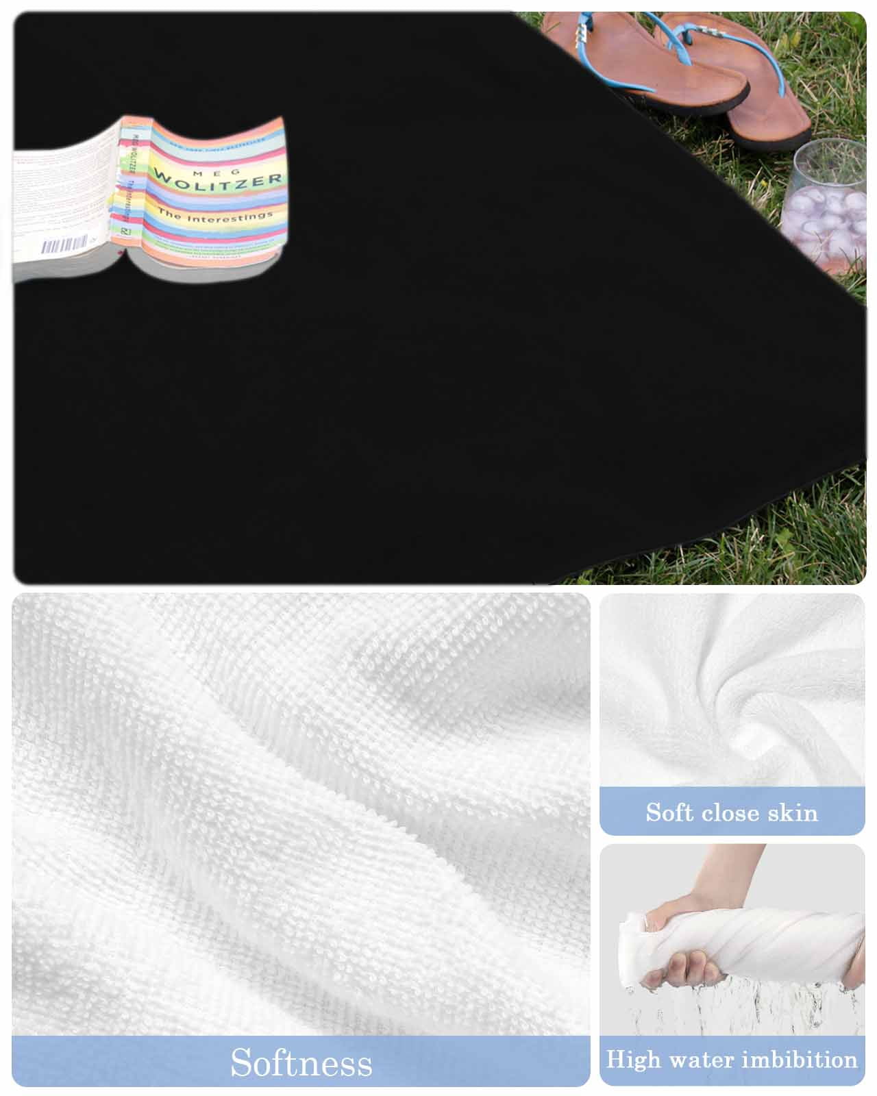 Black Beach Towels Oversized Super Absorbent, Solid Color Farmhouse Black Lightweight Bath Towel Quick Dry Sets For Bathroom/Pool/Rv Camping/Beach Play/Gym Room/Picnic 35"x70"