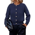 thumbnail image 1 of Suéter PRETTYGARDEN Cardigan Azul Marino Manga Larga Talle S, 1 of 6