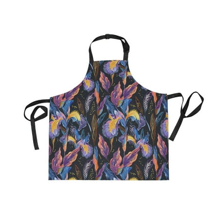 

JSTEL Iris Flower Boho Apron with 2 Pockets for Women Men Adjustable Garden Bib