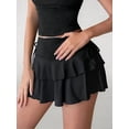 thumbnail image 4 of Pleated Short Skirts for Women Mini Ruffle Skirt Y2k Flowy High Waisted Skirt Stretchy Layered Skirt Black XL, 4 of 10