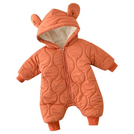 

Toddler boy clothes Baby Baby Boy & Girl Bear Ears Hooded Cotton Suit Long Sleeve Thickened Padded Bodysuit Fragarn