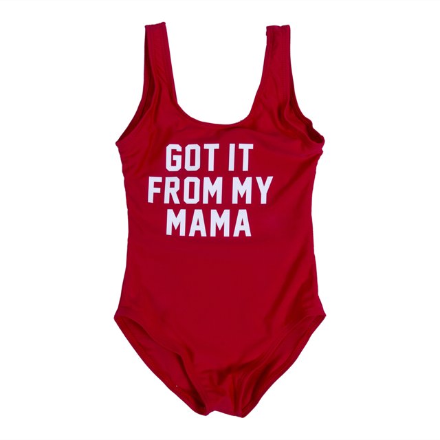 ITFABS Mother Daughter Bikini, One-piece Bathing Suit, Letters Print Swimwear