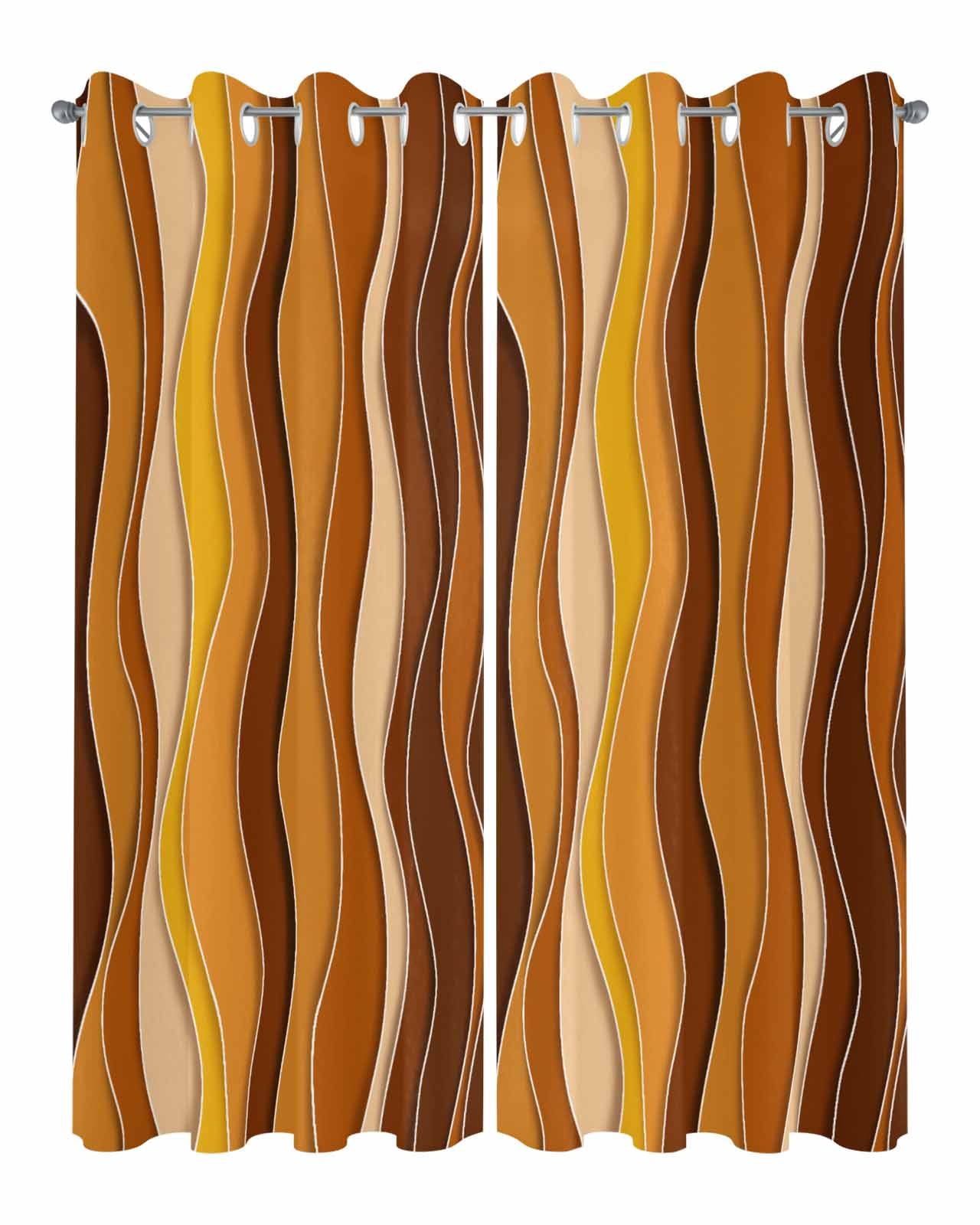 nqOlkjepod Outdoor Curtains for Patio Waterproof, Burnt Orange Ombre Outdoor Privacy Panels Grommet, Abstract Art Moire Ocean Waves Blackout Outside Curtains for Porch/Cabana 54"x108", 2 Panels
