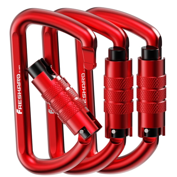 Clips Mosquetão FresKaro com Bloqueio Automático Alumínio 8,1 cm Vermelho 3 unidades