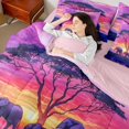 thumbnail image 4 of Manfei Wildlife Elephant 7 Pieces Bedding Comforter Set,Exotic Style Full Bedding Set Lightweight,Purple Pink Fitted Sheet Flat Sheet,Super Cozy Animal Bedroom Decorative,Reversible, 4 of 7