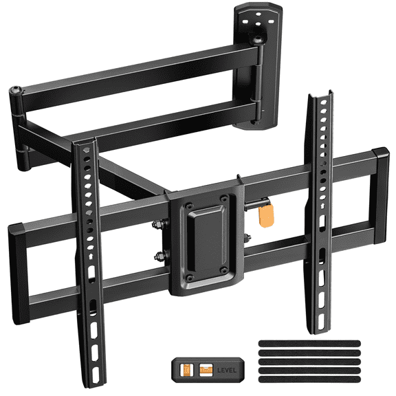 MountFTV Full Motion Long Arm TV Wall Mount Bracket for 32-82 Inch TV, Max 600x400mm and 100lbs Corner Articulating TV Wall Mount with 32.37 inch Long Arm Extension, Support Swivel, Tilt, Level Adjus