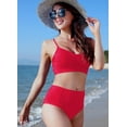 thumbnail image 4 of Womens Two Piece Swimsuits High Waisted Bikini Set for Women Tummy Control Push Up Ruched Bathing Suit, 4 of 7