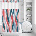 thumbnail image 3 of No Hook Shower Curtain, Pink Teal Striped Shower Curtains for Bathroom with See Through Top Window, Modern Colorful Abstract Lines Waterproof & Washable Bath Curtain Stand Up Stall 36"x72", 3 of 9