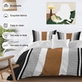 thumbnail image 3 of 3 Piece Modern Brown Black Duvet Cover Set Queen Size,Microfiber Comforter/Quilt Cover with Corner Ties and 2 Pillowcases,Boho Contemporary Geometric Striped All Season Bedding with Zipper Closure, 3 of 8