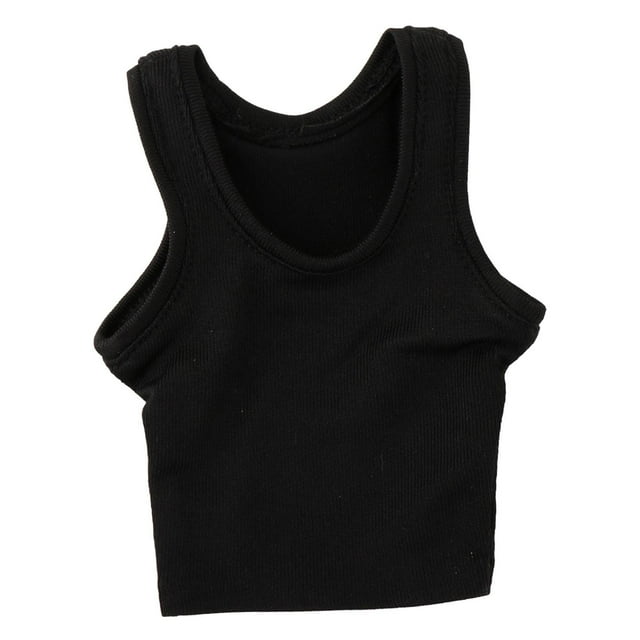 Camiseta sin mangas de moda 1/6, accesorio DIY, ropa en miniatura para 12 pulgadas Negro