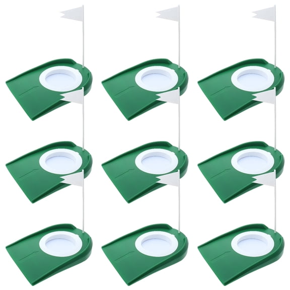 9 Pack Golf Putting Trainer Cups with Flags | Golf Ball Cups for Indoor Outdoor Putting Training, Golf Putting Aid Stable Base for Skill Improvement, for Home, Office, Backyard Practice
