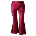 thumbnail image 2 of Women Velvet Flared Trousers  Solid Color High Waist Wide Leg Long Pants, 2 of 6