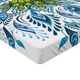thumbnail image 2 of Ambesonne Peacock Fitted Sheet, Exotic Feathery Bird Motif, Twin XL Size, Blue Green, 2 of 3
