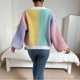 thumbnail image 5 of Suéter de cuello en V para mujer, chaqueta informal de manga larga con capucha de colores, suéter para mujer, 5 of 5
