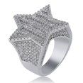 thumbnail image 1 of Anillos de estrella superhelada shaofei joyería de Hip hop con acabado en color dorado y plateado 9 Plata, 1 of 5