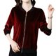 thumbnail image 5 of Nueva camiseta de manga larga dorada para mujer, camisa de otoño e invierno para madres de mediana edad y mayores, cuello de muñeca estilo occidental, 5 of 5