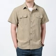 thumbnail image 4 of Afdoent Men's Shirts Male Short Sleeve Shirt Casual Loose Solid Color Workwear Summer Shirt Classic Fit, 4 of 5