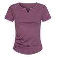 thumbnail image 3 of Women's Summer Short Sleeve V Neck Tank Top Cami Camisole Solid Color Casual Daily Wear Vacation Beach Outfits Fashion Essential Gift for Women | Aestivo,Pink XL, 3 of 9