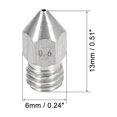 thumbnail image 2 of Boquilla de impresora 3D de 0.6 mm, compatible con cabezal de extrusión MK8, para filamento de 1.75 mm, acero inoxidable, 2 piezas, 2 of 4