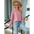 thumbnail image 3 of Womens Long Puff Sleeve Shirts Casual Tops Dressy Blouses Tunic Fall Fashion 2025 Trendy Loose Outfits Pink S, 3 of 8