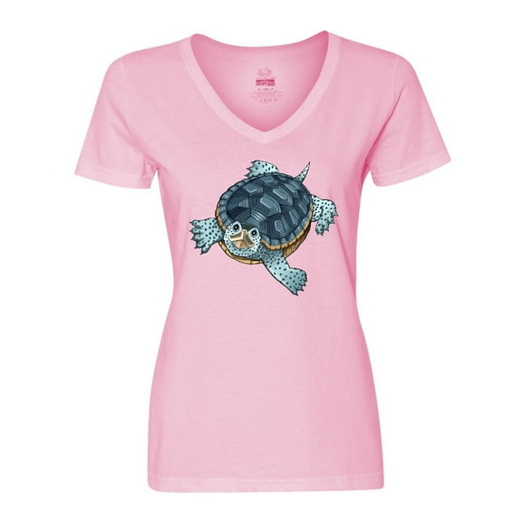 Inktastic Cute Diamondback Terrapin Turtle Women's V-Neck T-Shirt
