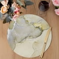 thumbnail image 3 of Marble Yellow Round 13 Inch Placemats Set of 8, Modern Abstract Ink Painting Luxury HeatResistant Non Slip Place Mats for Dining Table, Wipeable Braided Kitchen Table Mats for Housewarming, 3 of 9