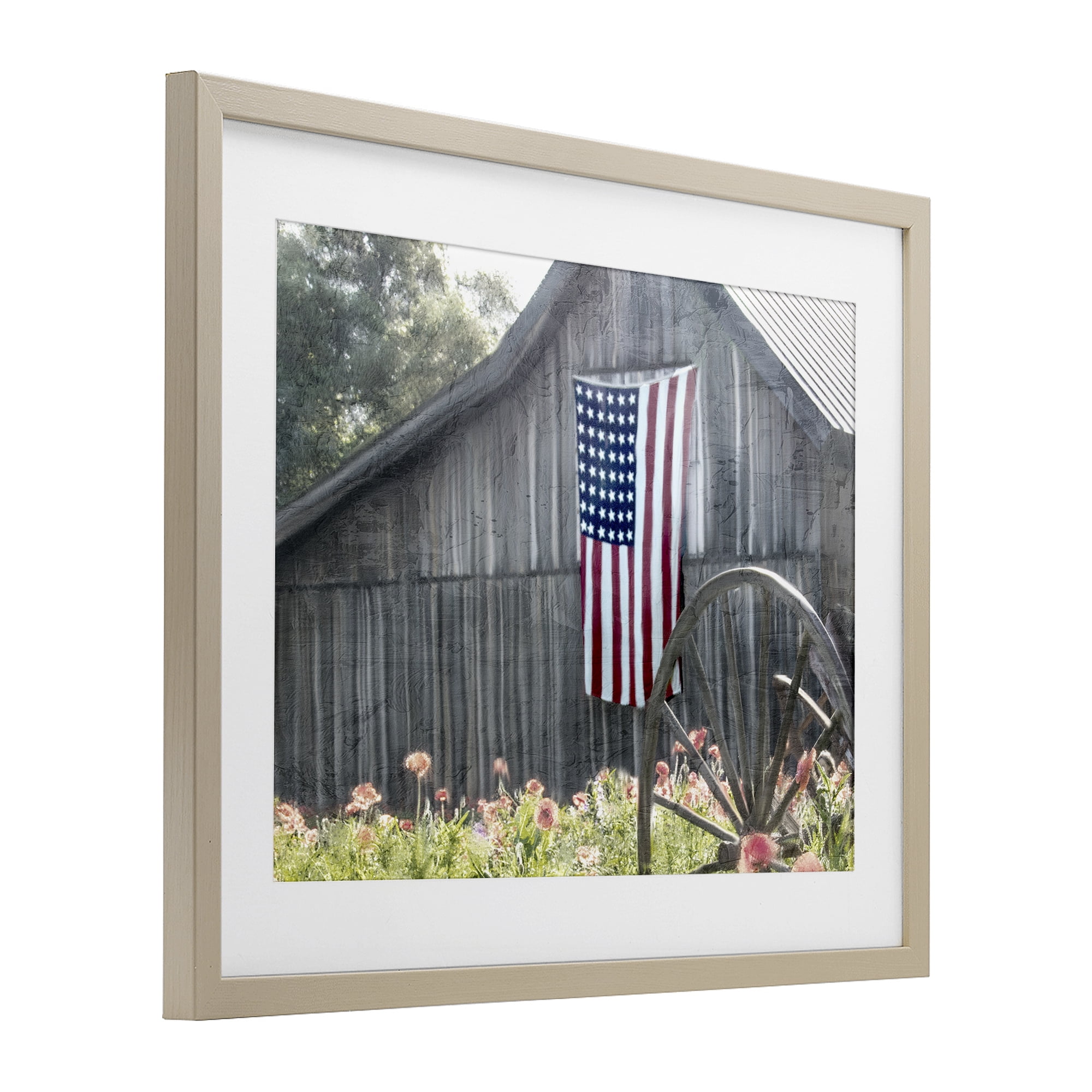 Stupell Industries USA Wagon Wheel Barn Birch Framed Print Under Glass, design by Kim Allen