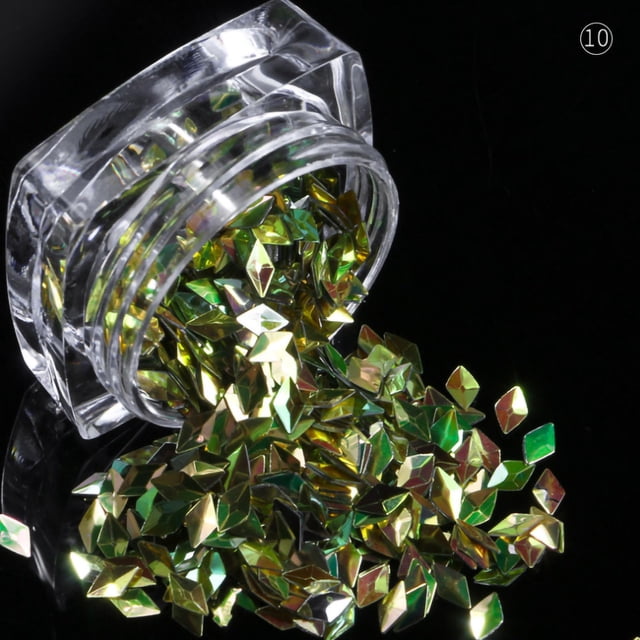 Fiudx Parches de Uñas Postizas con Lentejuelas de Diamante Tridimensionales y Purpurina, Accesorios para Decoración de Uñas