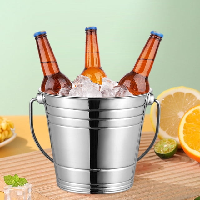 Cubo de hielo portátil, cubo para aperitivos, mango portátil, bañera de Metal para bebidas, cubo para vacaciones de verano, barbacoa, 1500ML
