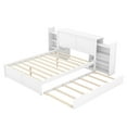 thumbnail image 4 of Queen Size Platform Bed, Modern Multi-Functional Storage Bed Frame with Pull Out Shelves and Trundle, Solid Wood Queen Bed for Bedroom, Living Room, White, 4 of 9