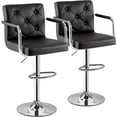 thumbnail image 2 of VECELO Set of 4 Adjustable Height Swivel Bar Stools with Back and Armrest, PU Leather Counter Height Barstools, Gray, 2 of 8
